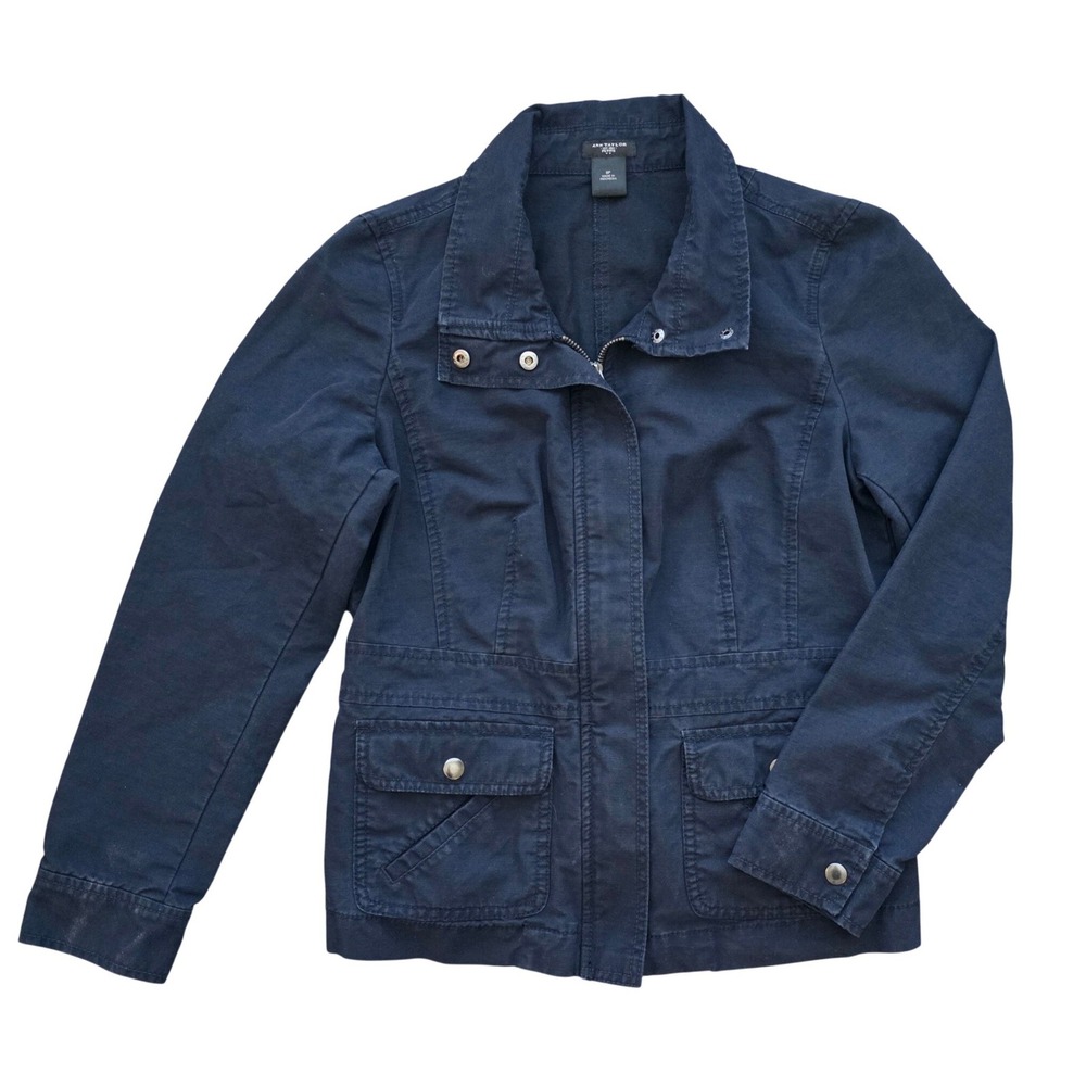 Ann Taylor Navy Blue Utility Field Jacket Cargo Preppy 6P <3